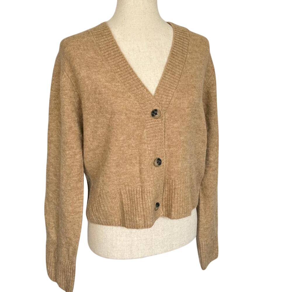 Tan preppy cardigan sweater classy causal - new